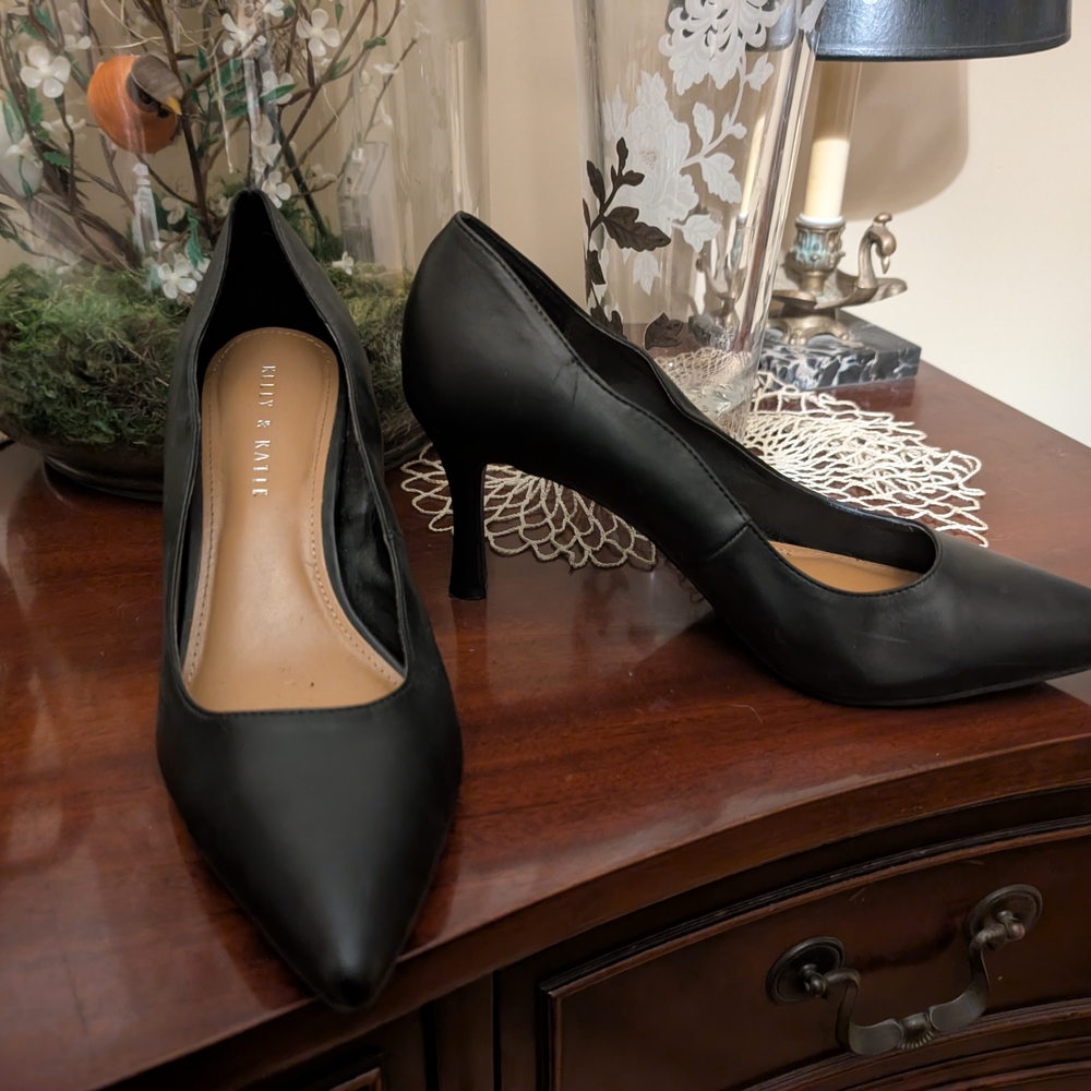 Black Leather Women’s Heels by